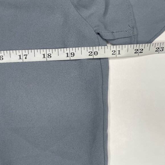 Tahari Slate Blue Balloonsleeve Tie Mock Neck Chiffon Blouse Occasion Sz Medium - Picture 6 of 11